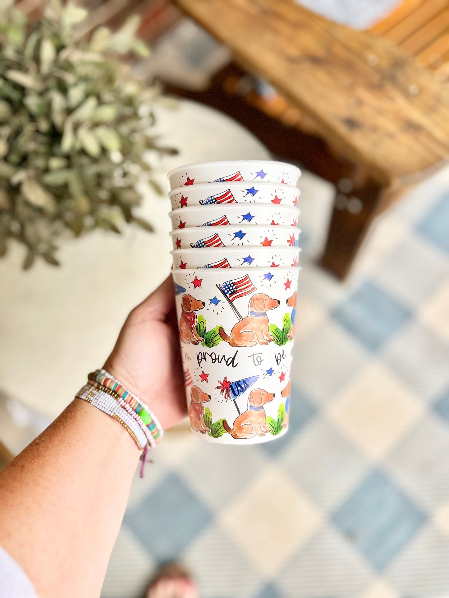 American Dog Patriotic Cups