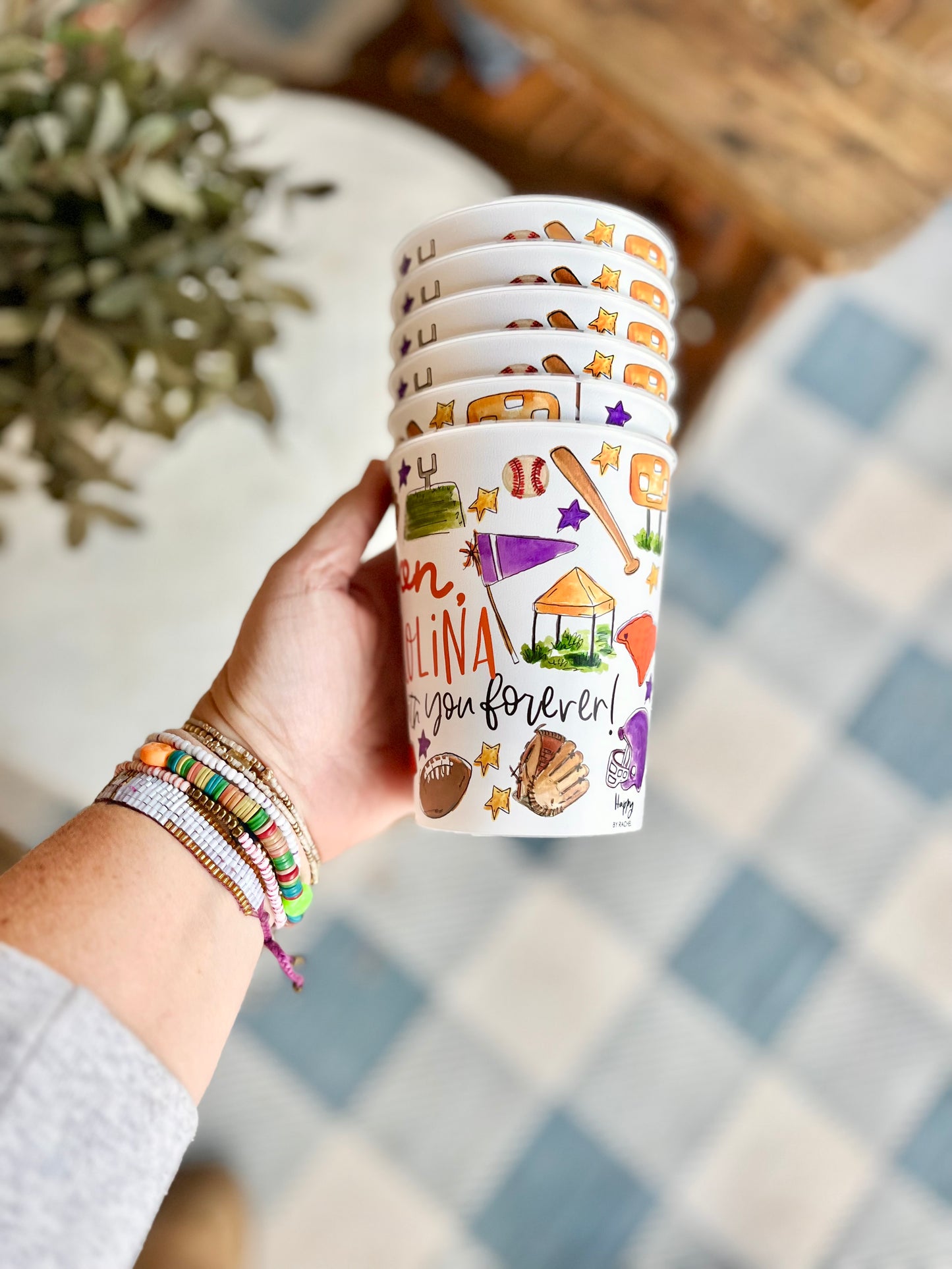 Clemson, SC Multi Sport Collage Style Reusable Cups