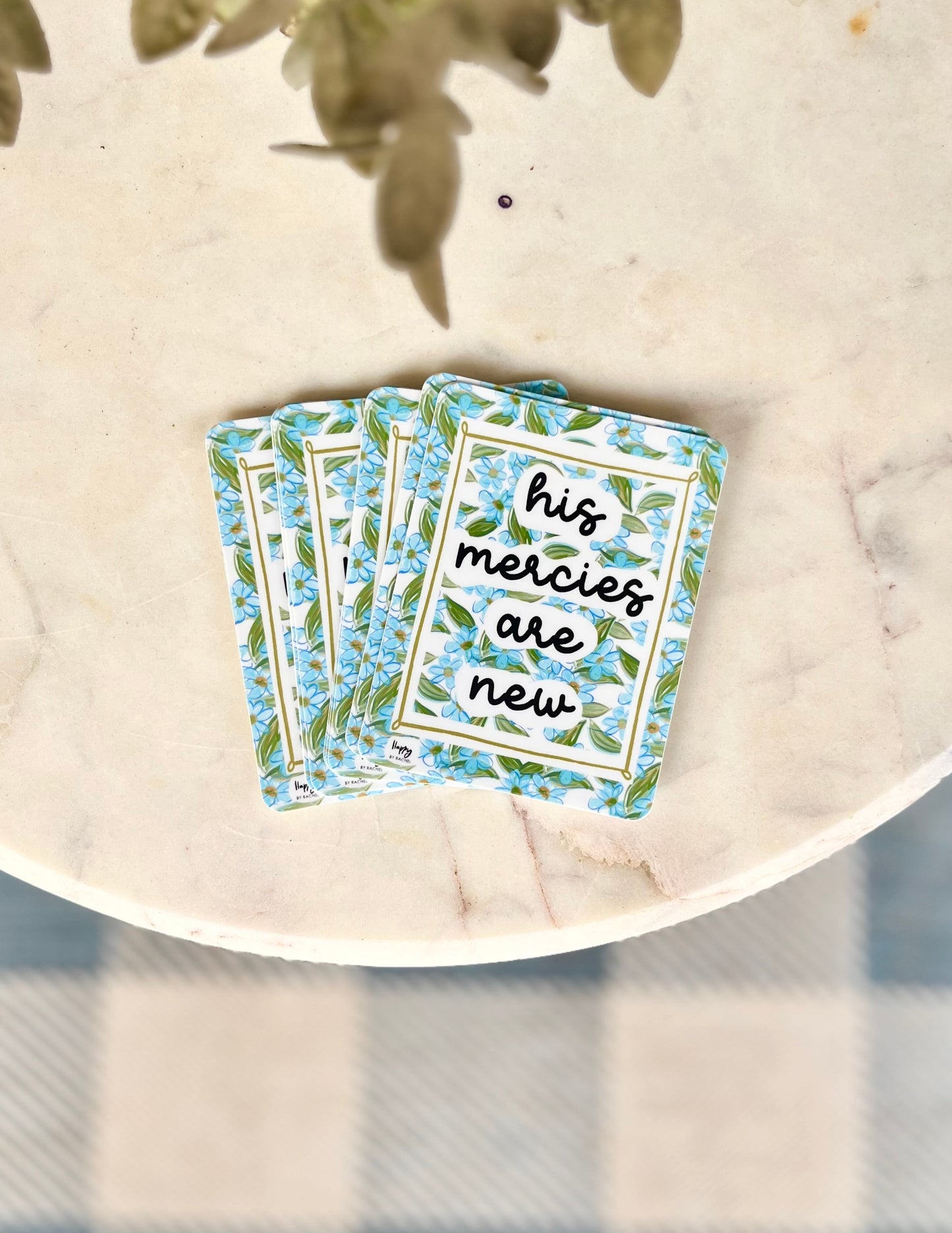 Blue Floral His Mercies Sticker