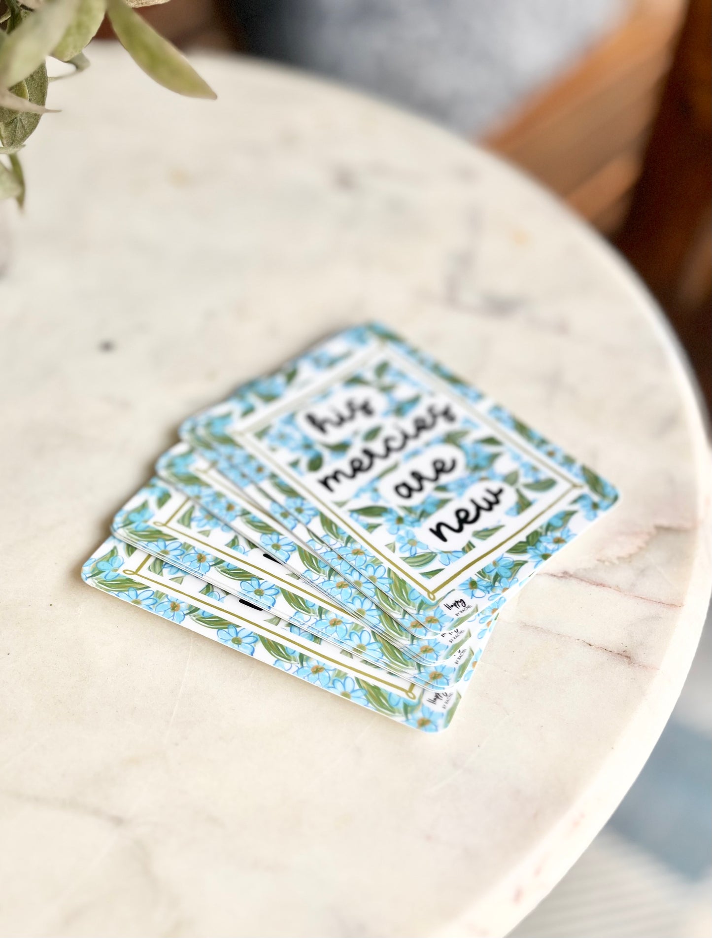 Blue Floral His Mercies Sticker