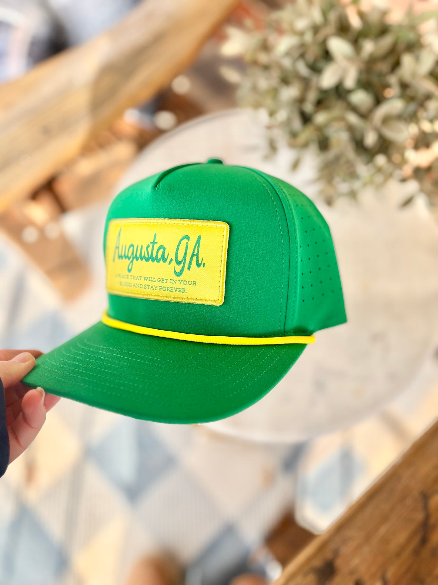 Youth Green and Yellow Augusta, GA Patch Hat with Rope