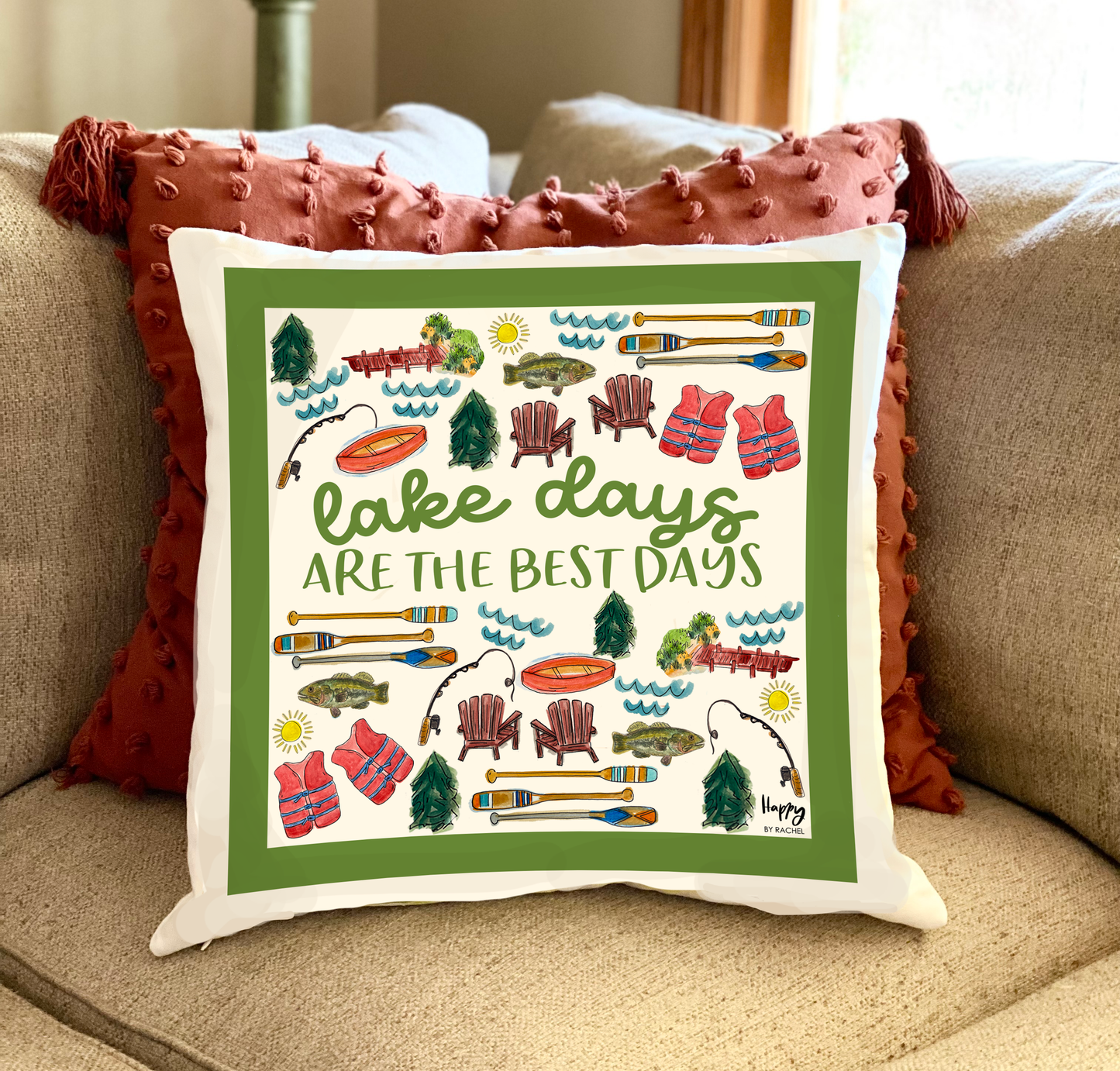 Collage Style Lake Double Sided Pillow