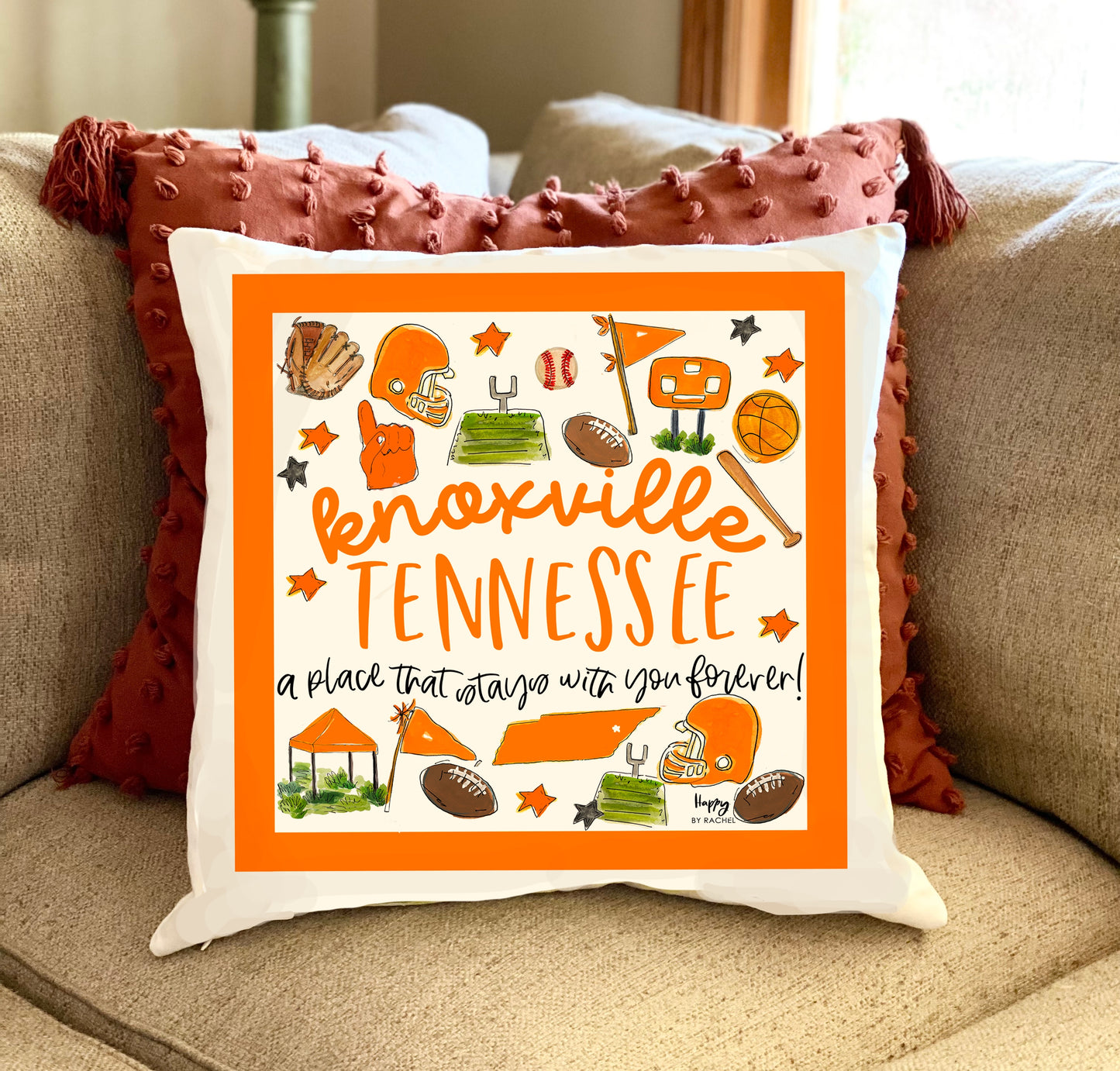 Knoxville, TN Multi Sport Double Sided Square Pillow