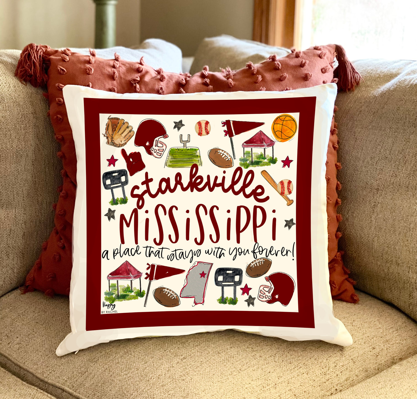 Starkville, MS Multi Sport Double Sided Square Pillow