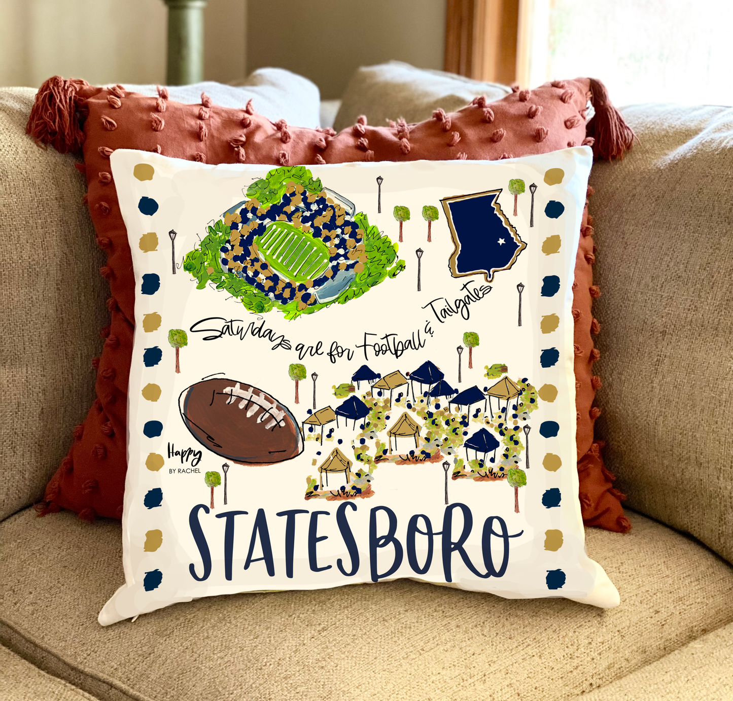 Statesboro, GA Double Sided Pillow