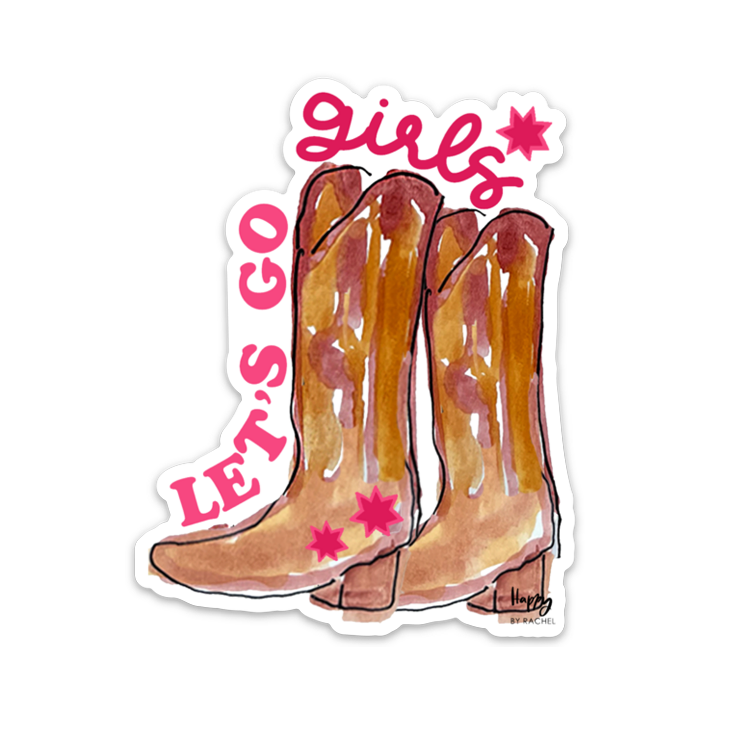 Let's Go Girls Cowgirl Boot Sticker