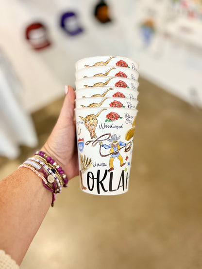 State of Oklahoma Reusable Cups, Set of 6