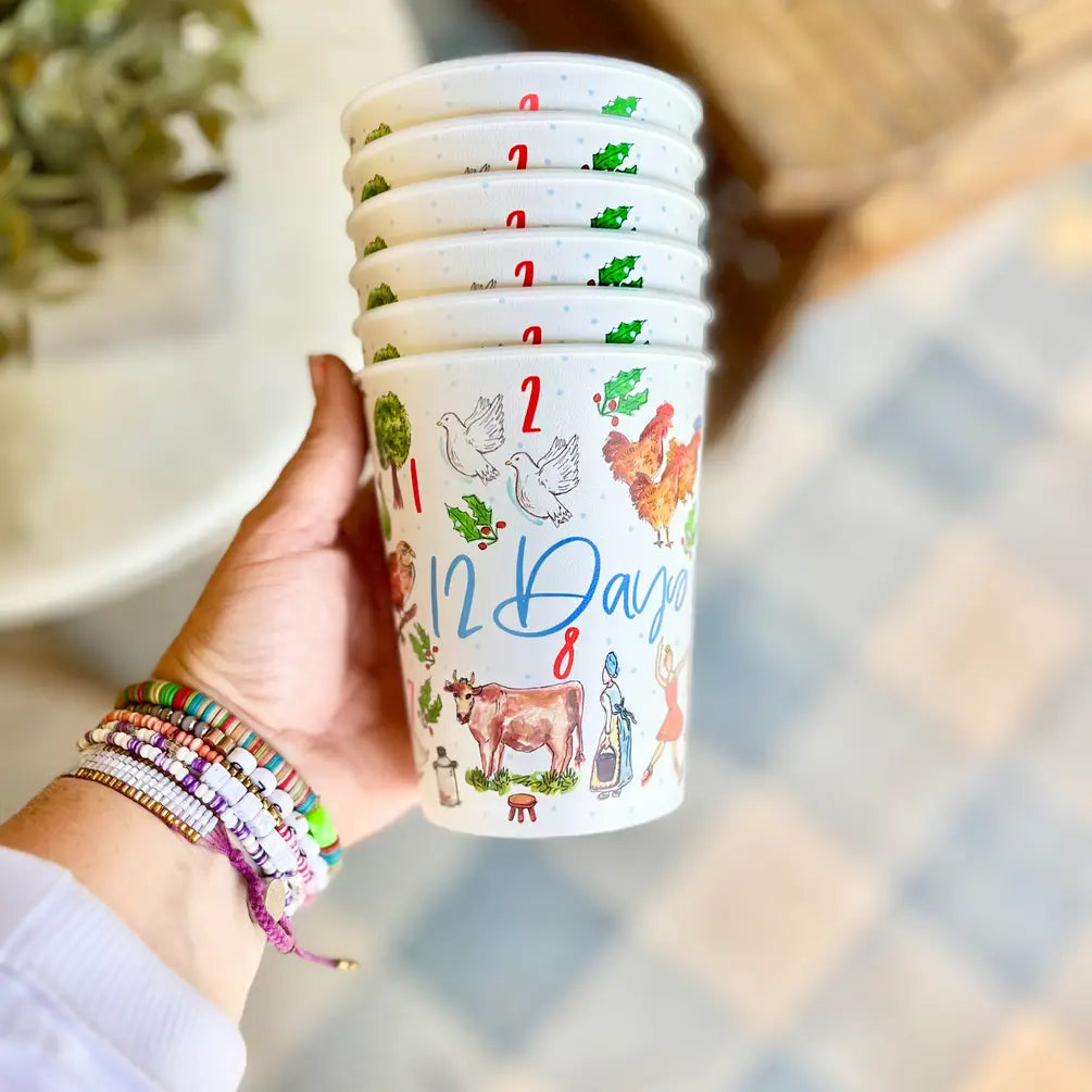 12 DAYS OF CHRISTMAS Reusable Party Cups-Set of 6