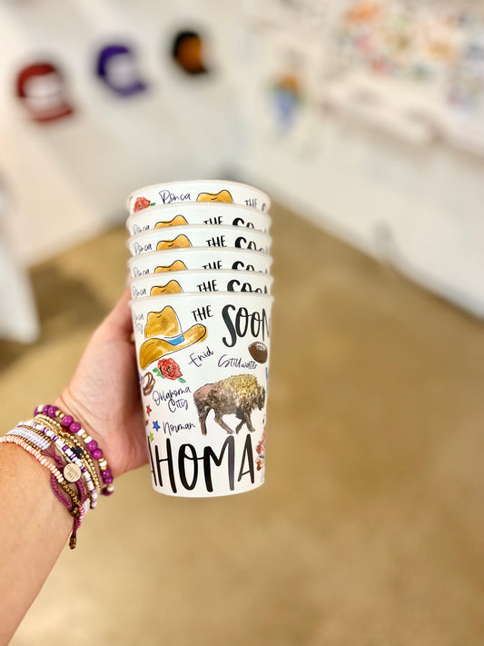 State of Oklahoma Reusable Cups, Set of 6