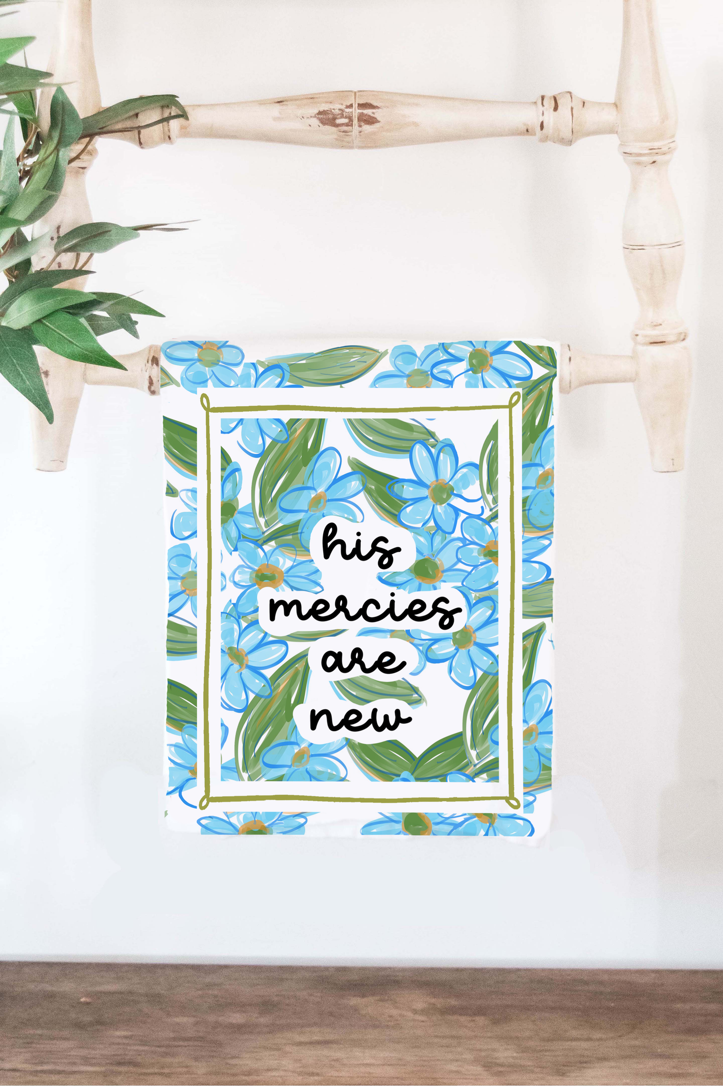 Blue Floral His Mercies Towel