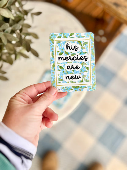 Blue Floral His Mercies Sticker