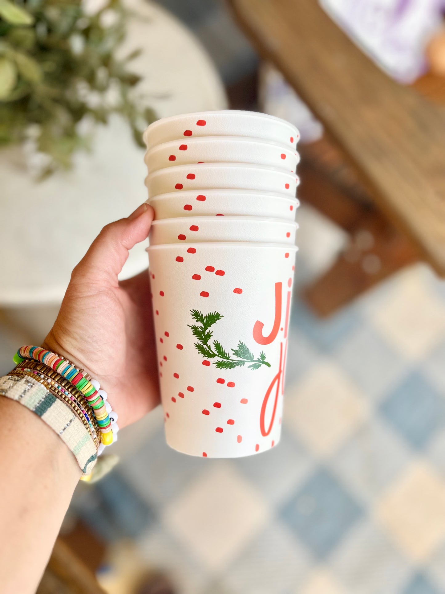 Festive Jingle Juice Reusable Party Cups-set of 6