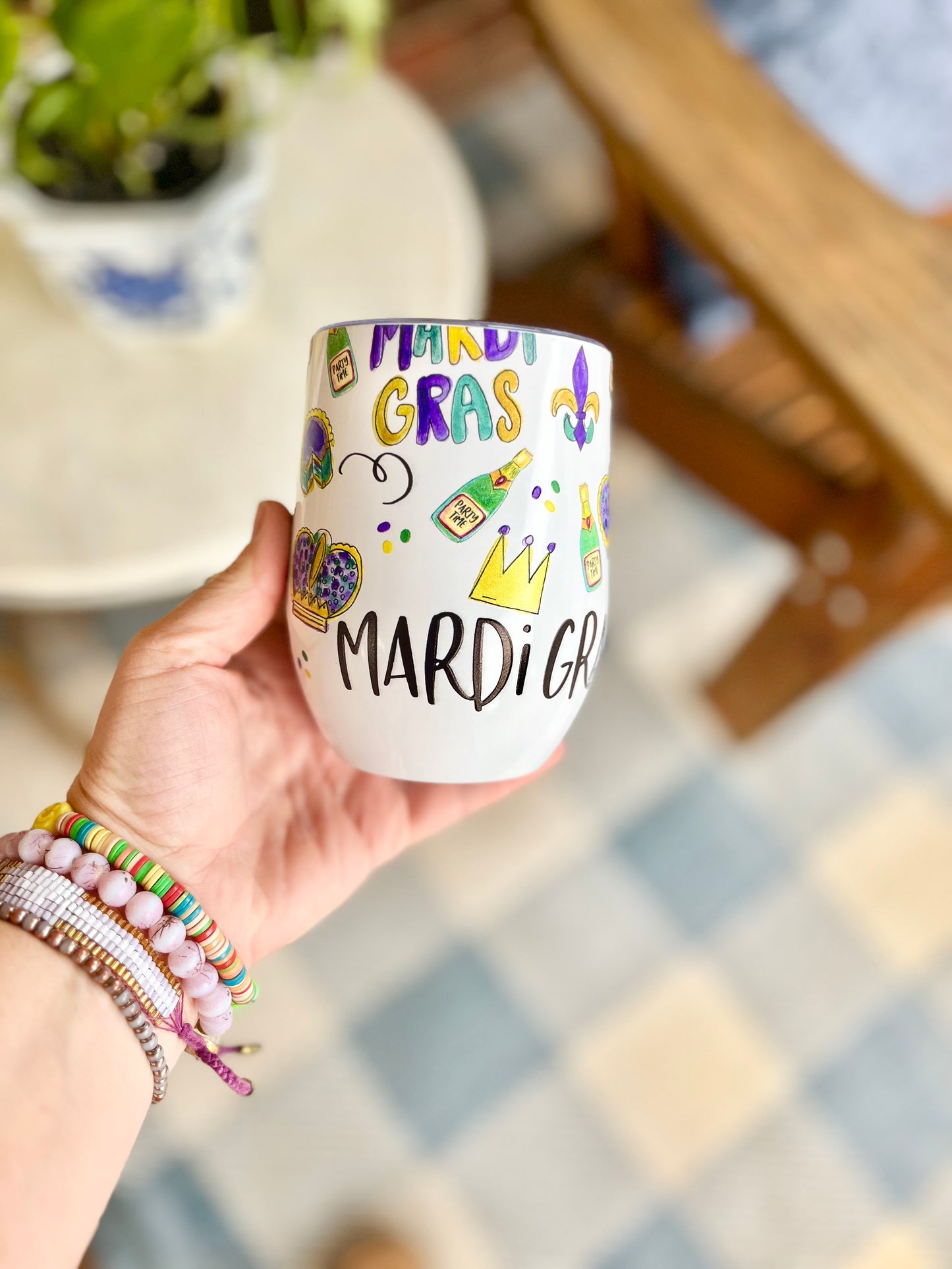 Mardi Gras Sips 12 oz Tumbler