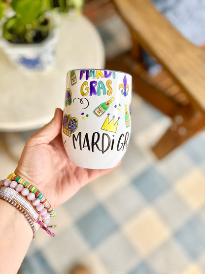 Mardi Gras Sips 12 oz Tumbler