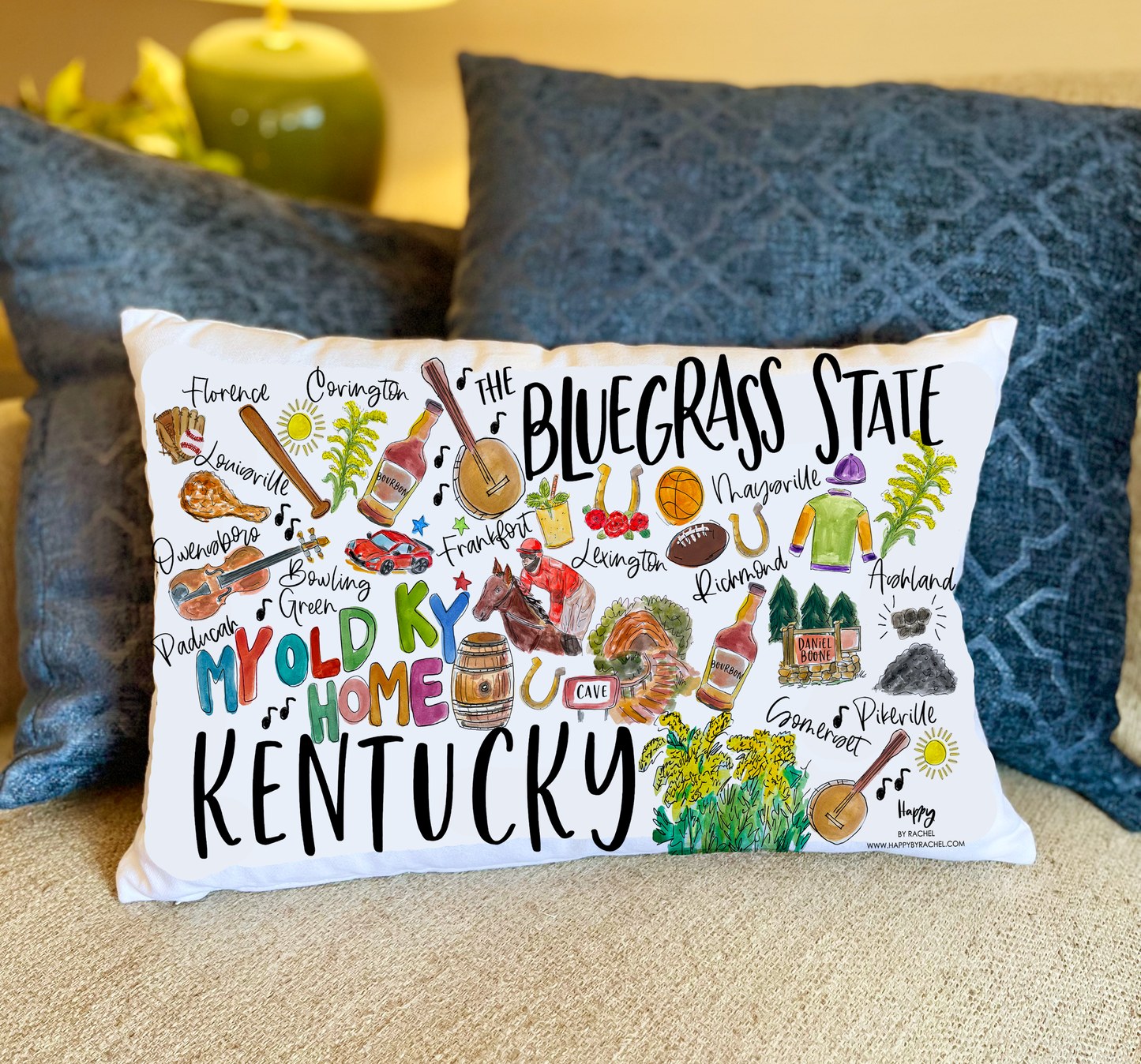 State of Kentucky Double Sided Lumbar Pillow