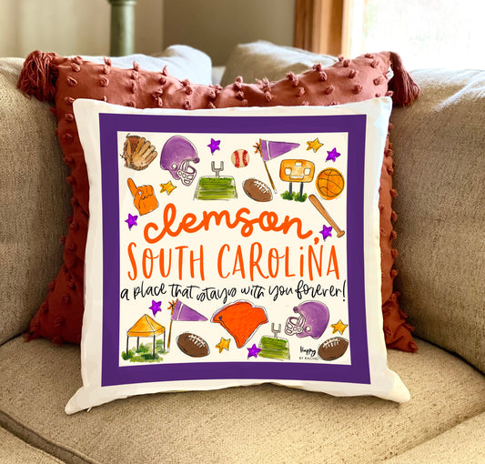 Clemson, SC Multi Sport Double Sided Square Pillow