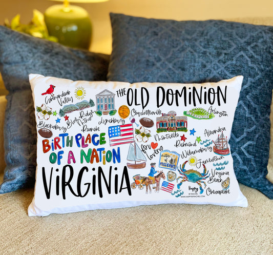 State of Virginia Double Sided Lumbar Pillow