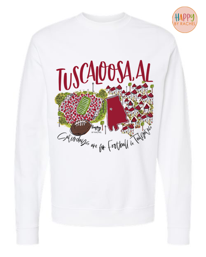 Tuscaloosa, AL College Town Crewneck Sweatshirt-PRE ORDER NOW!