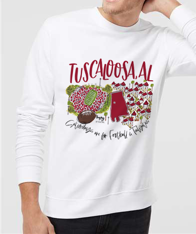 Tuscaloosa, AL College Town Crewneck Sweatshirt-PRE ORDER NOW!