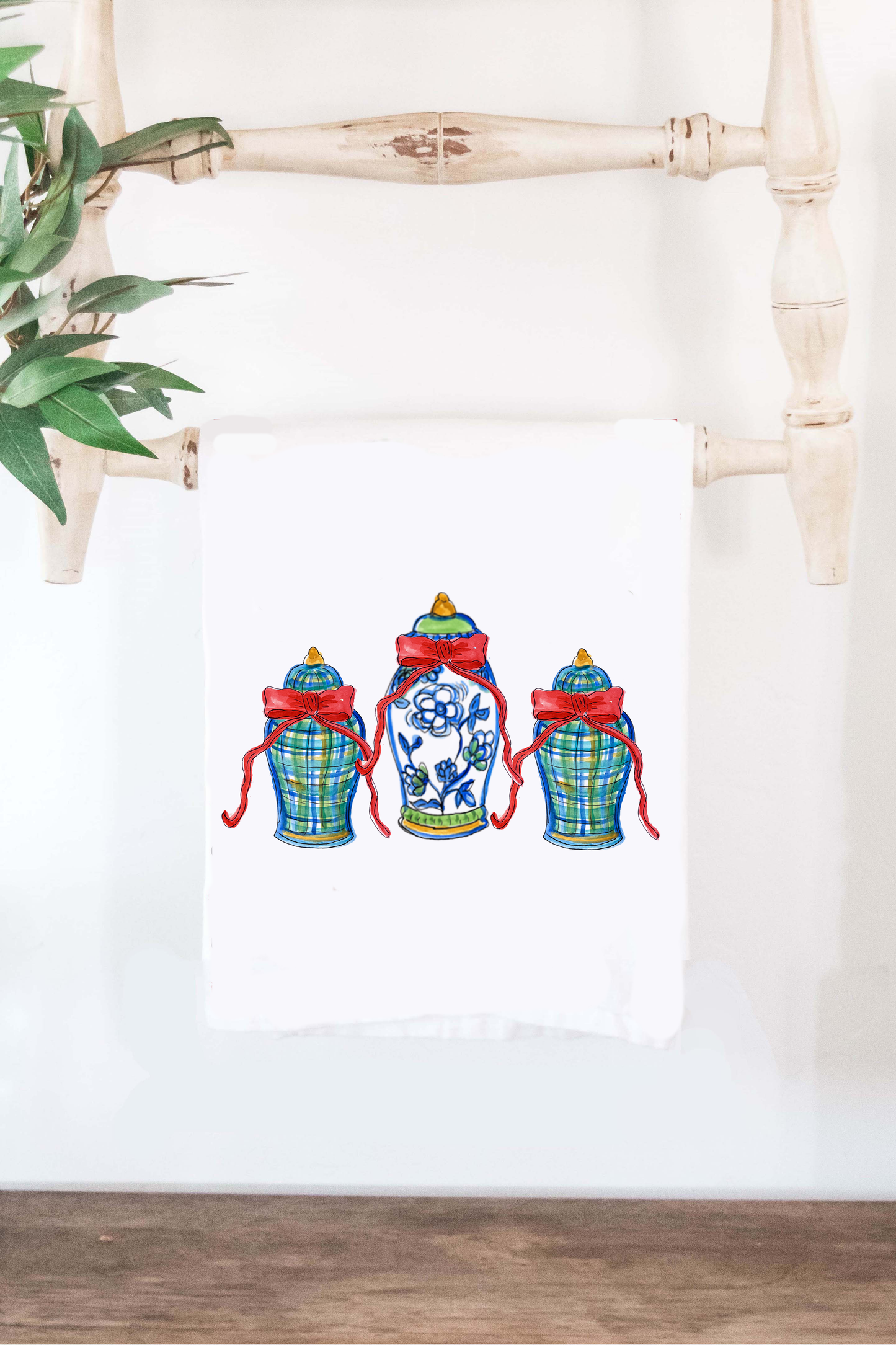 Ginger Jar Trio Christmas Towel, Christmas Decor