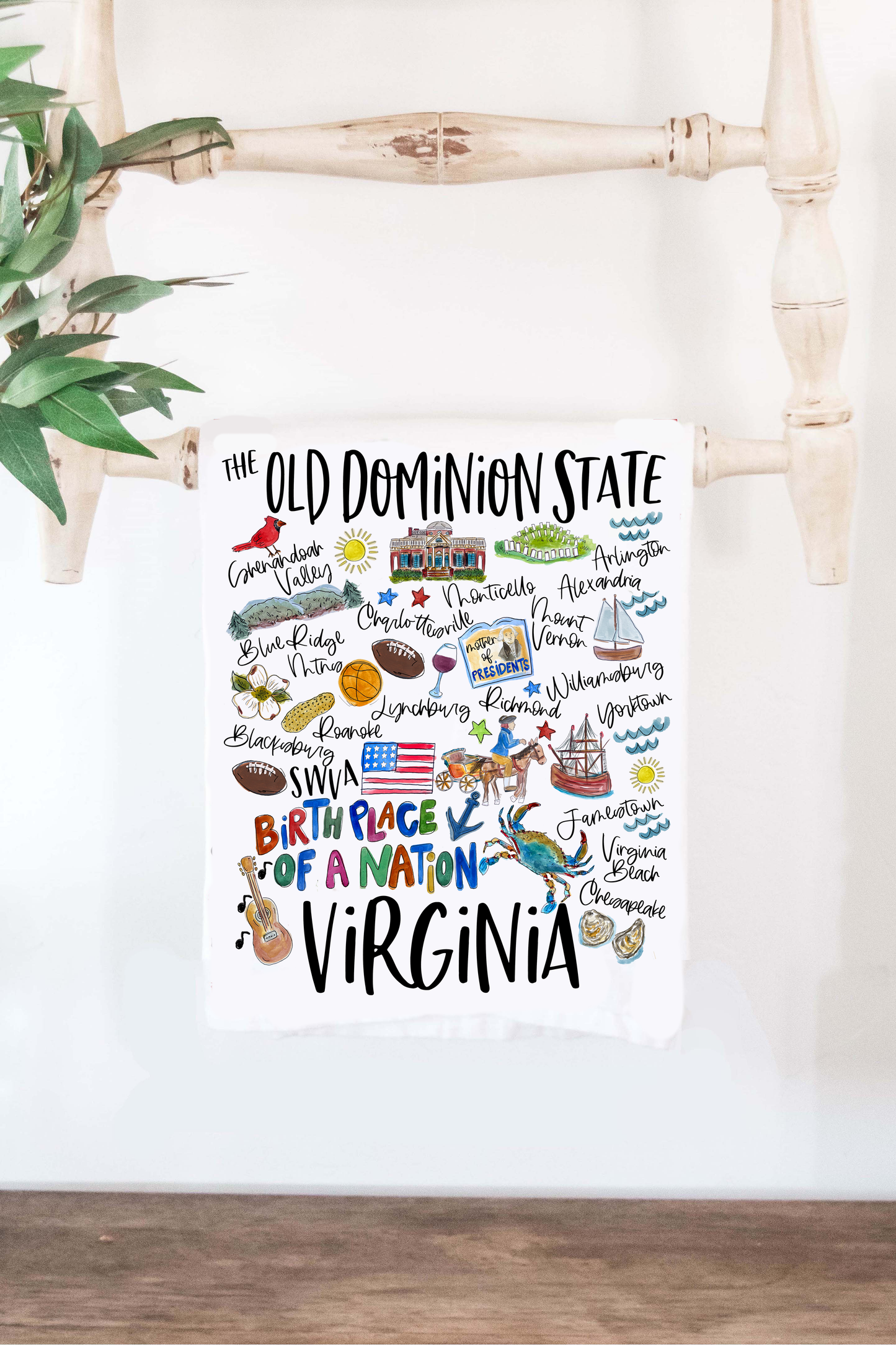 The State of Virginia Tea Towel