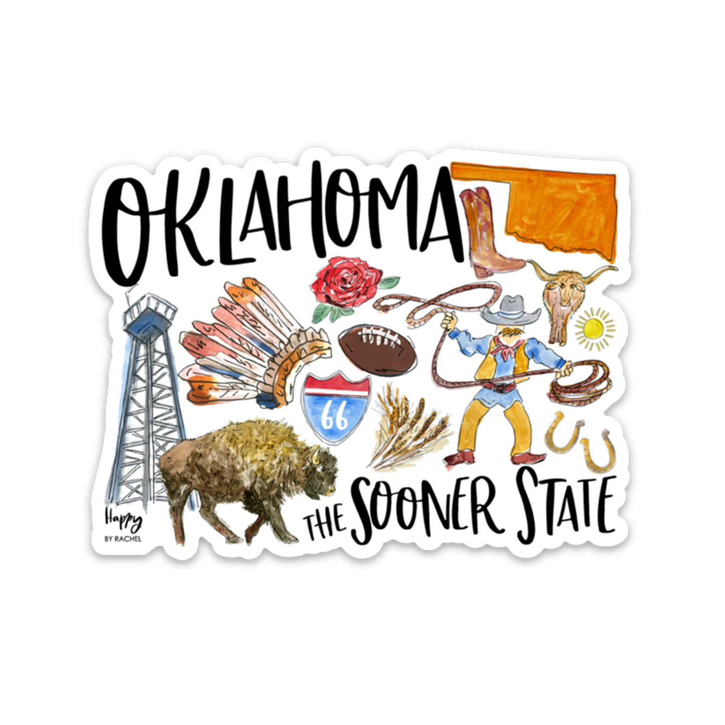 State of Oklahoma Sticker-GA State Pride