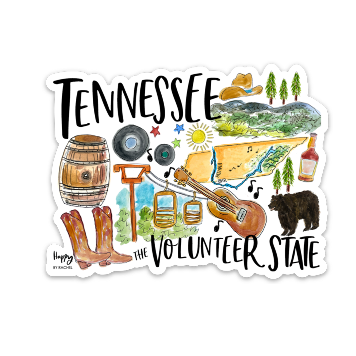 State of Tennessee Sticker-GA State Pride