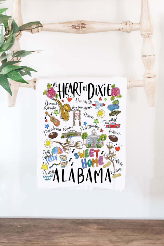 The State of Alabama Tea Towel